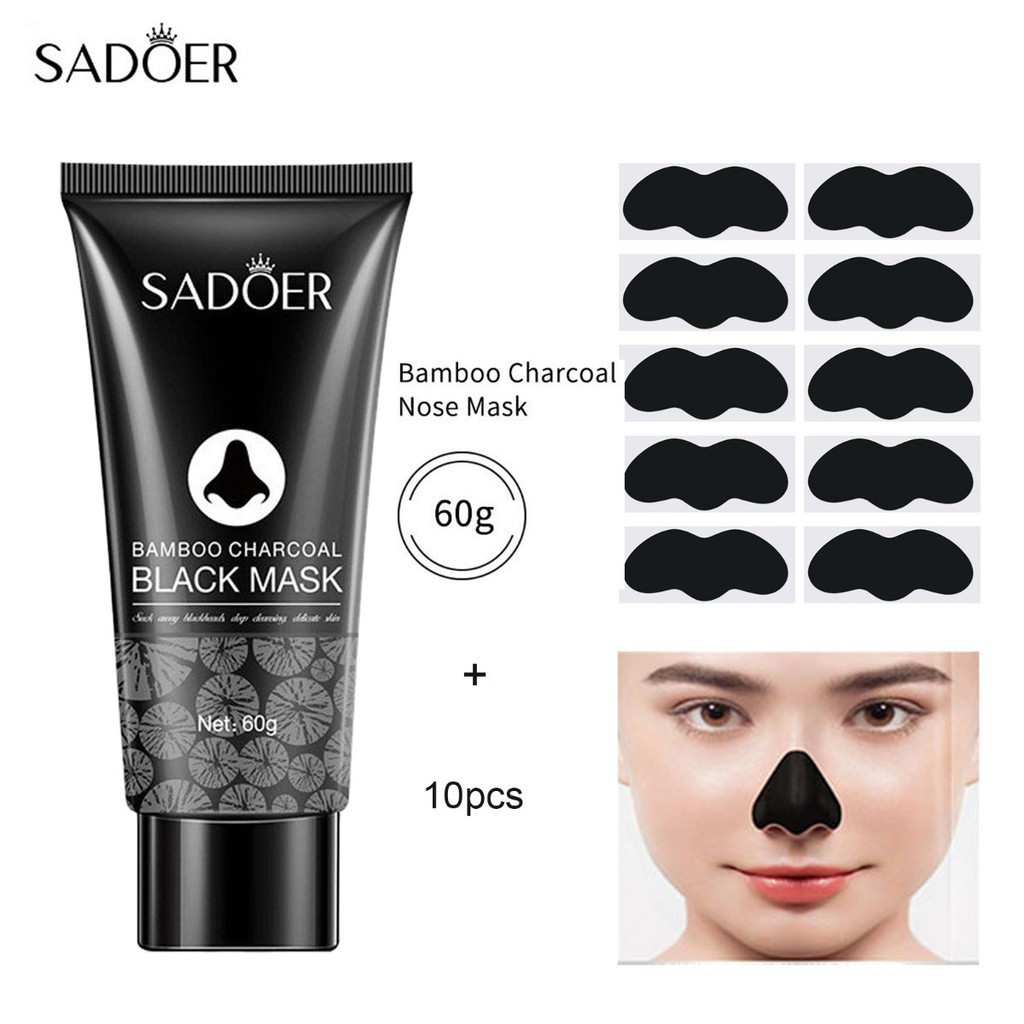 Blackhead remover Mask Set 60g blackhead Mask + 10pcs Nose Strips Face Deep Cleaning Nose blackhead 