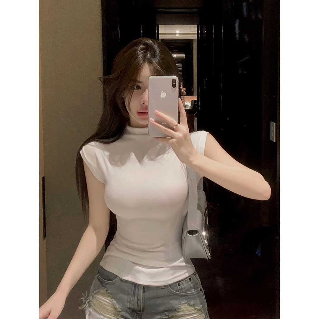 Hotgirl พร้อมส่ง✨เสื้อรัดรูป เสื้อแขนกุด คอเต่าแขนกุด เซ็กซี่ สีพื้น สไตล์เกาหลี เข้ารูป  ผู้หญิงแฟชั่น ย้อนยุค น่ารัก （แนะนำเผื่อไซร์1-2ไซร์） - รูปที่ 6