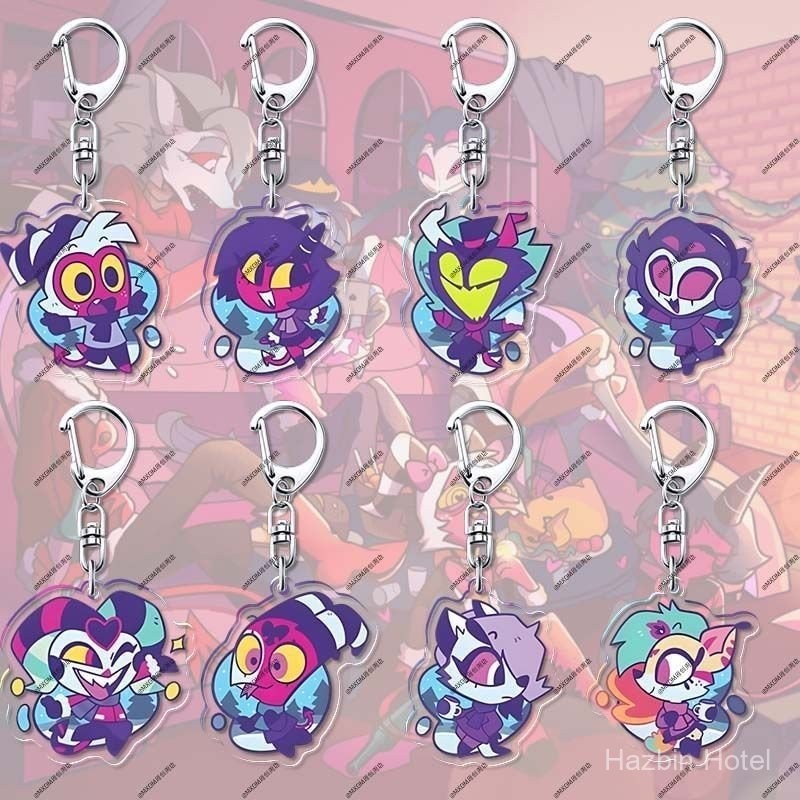 Helluva Boss Anime Rounding Acrylic KEYCHAIN Blitzo Moxie Millie Loona Stolas พวงกุญแจส่งของขวัญให้เพื่อนร่วมชั้นและเพื่อน