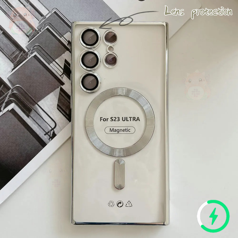 SAMSUNG หรูหราเลนส ์ ป ้ องกันแม ่ เหล ็ กปกหลังเหมาะสําหรับสําหรับSamsung Galaxy S24 S23 S22 S21 Ultra Plus FEหมายเหตุ 20 10 Plus Ultra shock-ดูดซับMatteโทรศัพท ์ กรณี