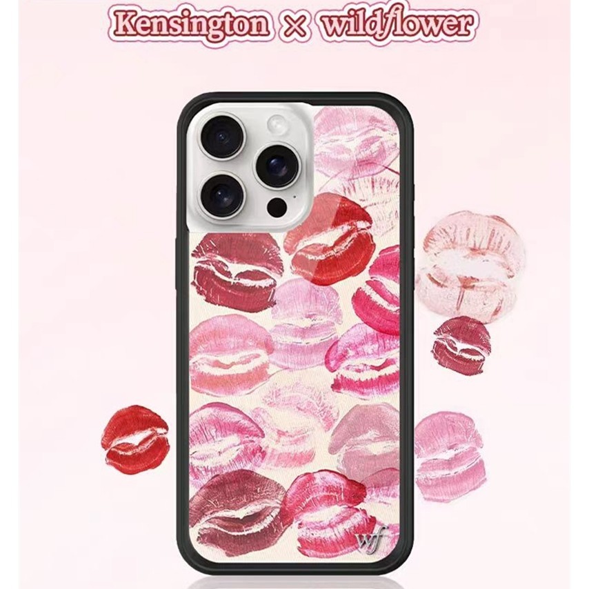 Kensington Wildflower lip พิมพ์ wf เคสโทรศัพท์สําหรับ iPhone 17 17Pro 16 16Pro 15 14 Plus 12 13 Pro Max อะคริลิค Hard ปลอกกันกระแทกฝาหลัง