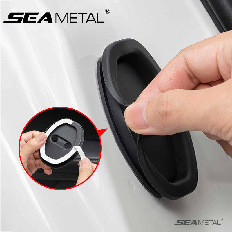 Seametal 4/8 ชิ ้ แผ่นซิลิโคน ป้องกันกระแทก สําหรับล็อคประตูรถยนต์ โช้คอัพประตู กันชนประตู อุปกรณ์ยานยนต์