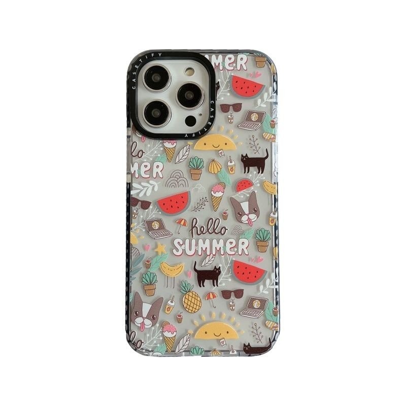 ผลไม้สีดําแมวนมชาลูกสุนัขเคสโทรศัพท์เหมาะสําหรับiphone 11 12 13 14 15 PROนุ่มกันฝุ่นกันกระแทกXR X XMAX 11 12 13 14 15 PROMAX 7 8 14 15 PLUSกันกระแทก