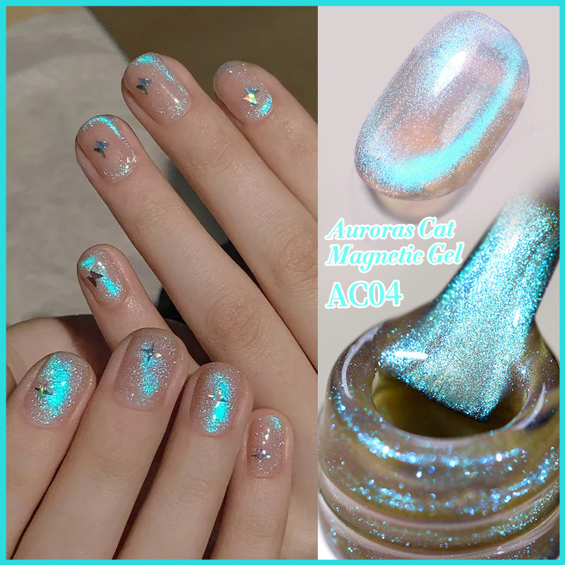 Born PRETTY ยาทาเล็บเจล แม่เหล็ก Auroras สีน้ำเงิน กลิตเตอร์ สีเจล10 มล