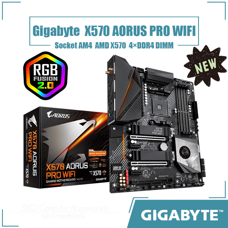 [ใหม่] Gigabyte X570 AORUS PRO ซ็อกเก็ตเมนบอร์ด WIFI AM4 4xDDR4 DIMM AMD X570 ชิปเซ็ต ATX 128GB