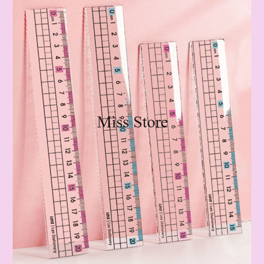 ไม้บรรทัดอะคริลิคใส มีแถบสีช่วยป้องกันสายตาสั้น มี 3 ขนาด 15/18/20CM อุปกรณ์เครื่องเขียน พร้อมจัดส่ง
