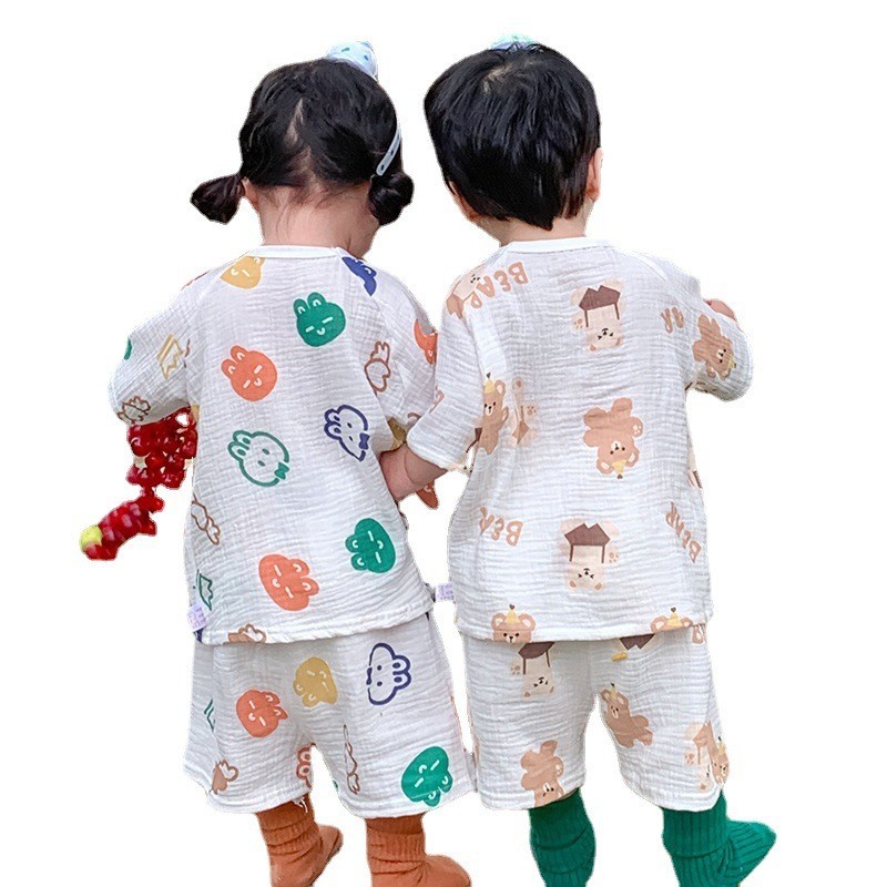 2ชิ้นฤดูร้อนเสื้อผ้าเด็กทารกชุดเด็กการ์ตูนแขนสั้น ยู นิสซ์ เด็กท็อปส์กับกางเกงขาสั้นเด็กทารกชายหญิงชุด