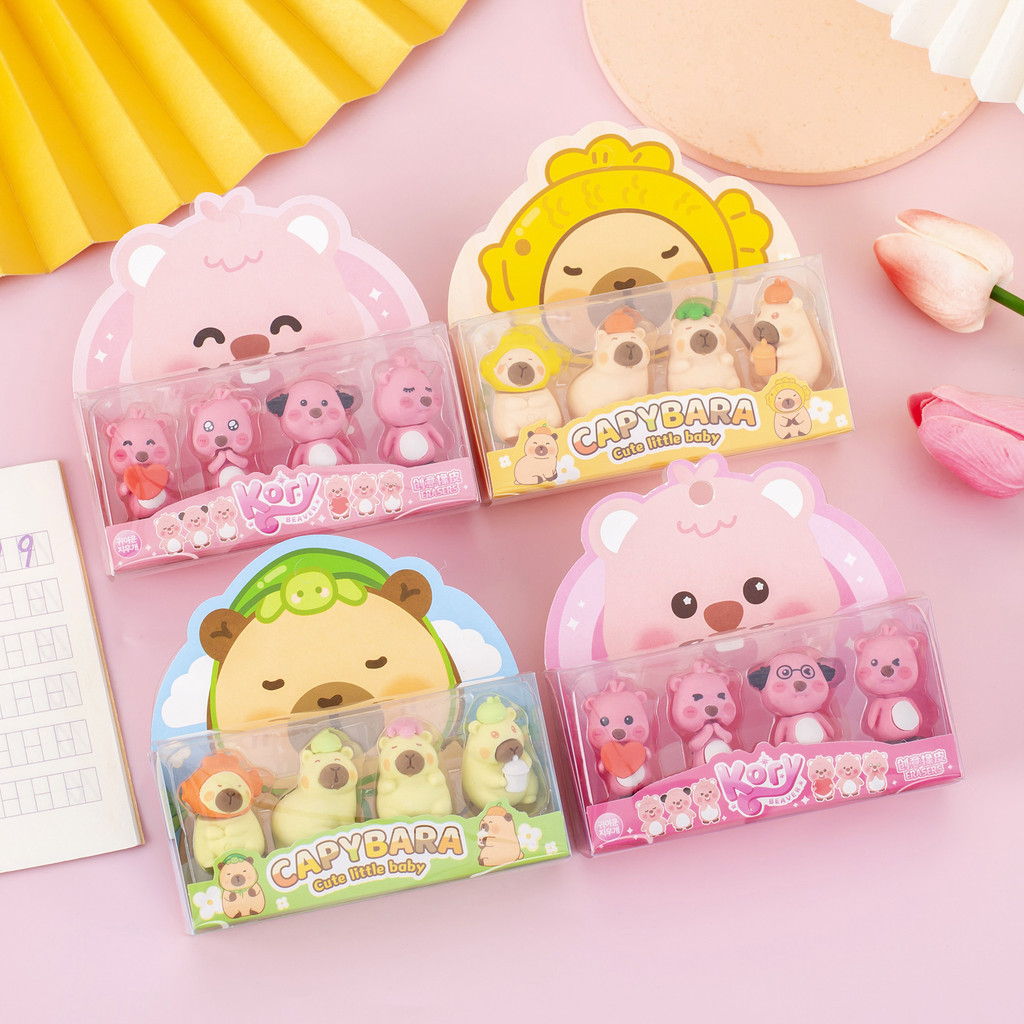 Creative น่ารัก Guinea Pig Beaver กล่องยางลบชุดนักเรียนเครื่องเขียน WJ599