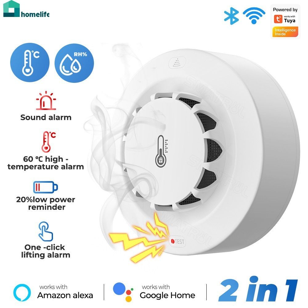 Tuya WiFi สมาร์ทควันไฟอุณหภูมิและความชื้นการตรวจจับ Thermohygrometer สำหรับ Alexa Google Home Security System นักผจญเพลิงบ้าน home home home home