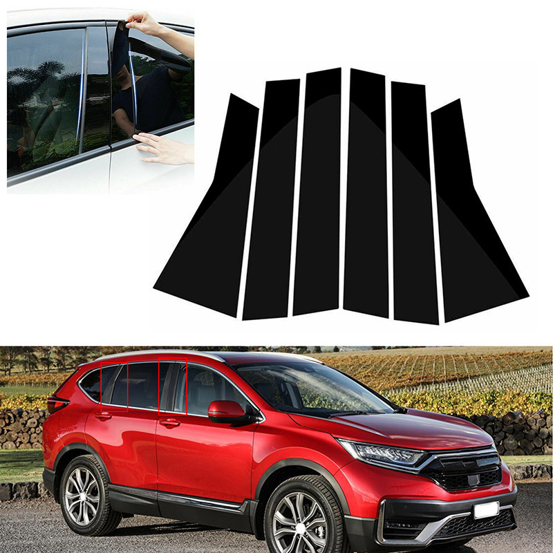 !ในสต็อก! 6PCS สีดํารถประตูด้านข้างเสาโพสต์ Fit สําหรับ HONDA CRV 2017-2022 Window Molding BC คอลัมน
