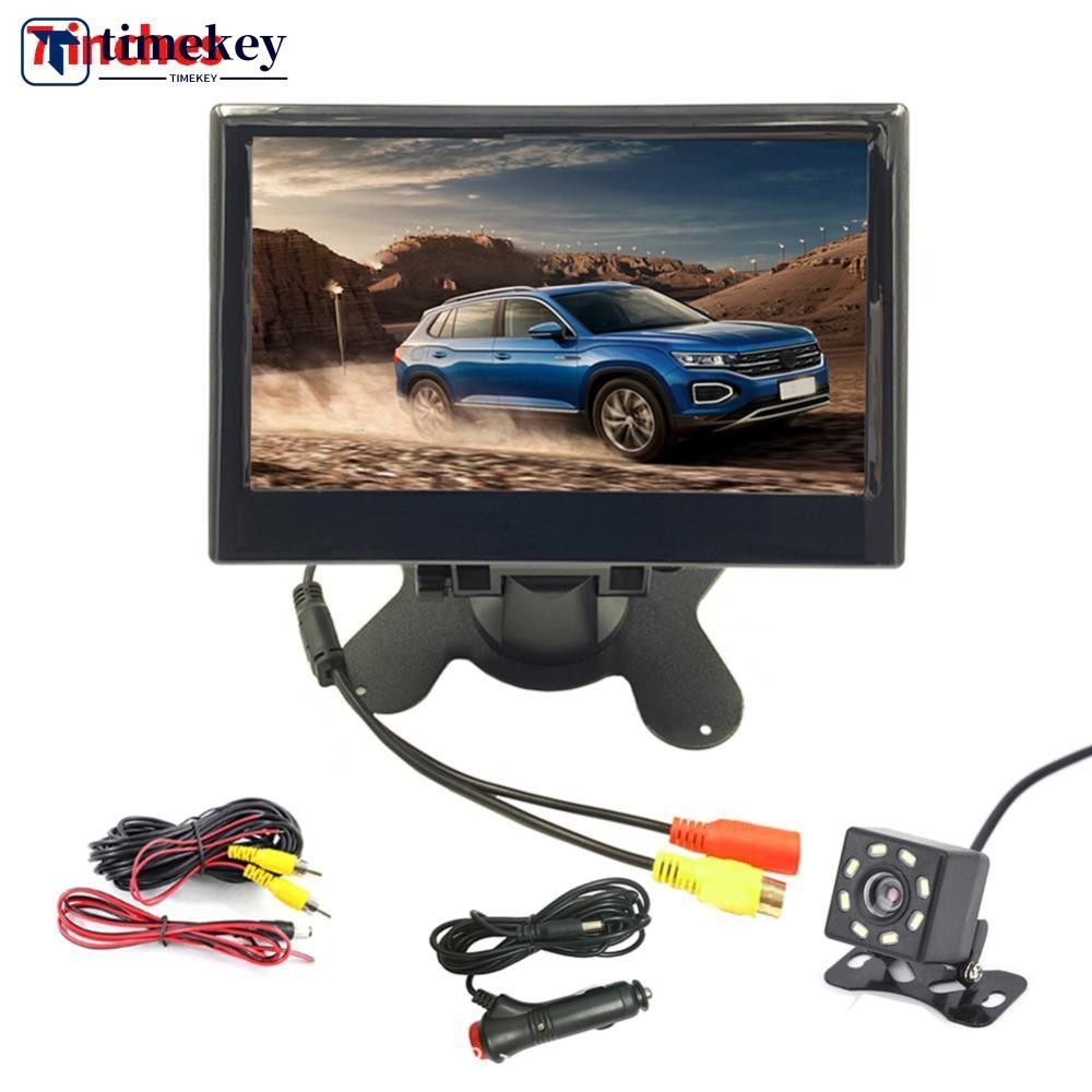 Timekey 7 นิ้วรถดูด้านหลังจอแสดงผล Monitor TFT หน้าจอสี LCD กล้องมองหลังปลอดภัยที่จอดรถย้อนกลับสนับสนุนพร้อมกล้องติดรถยนต์ K5O1
