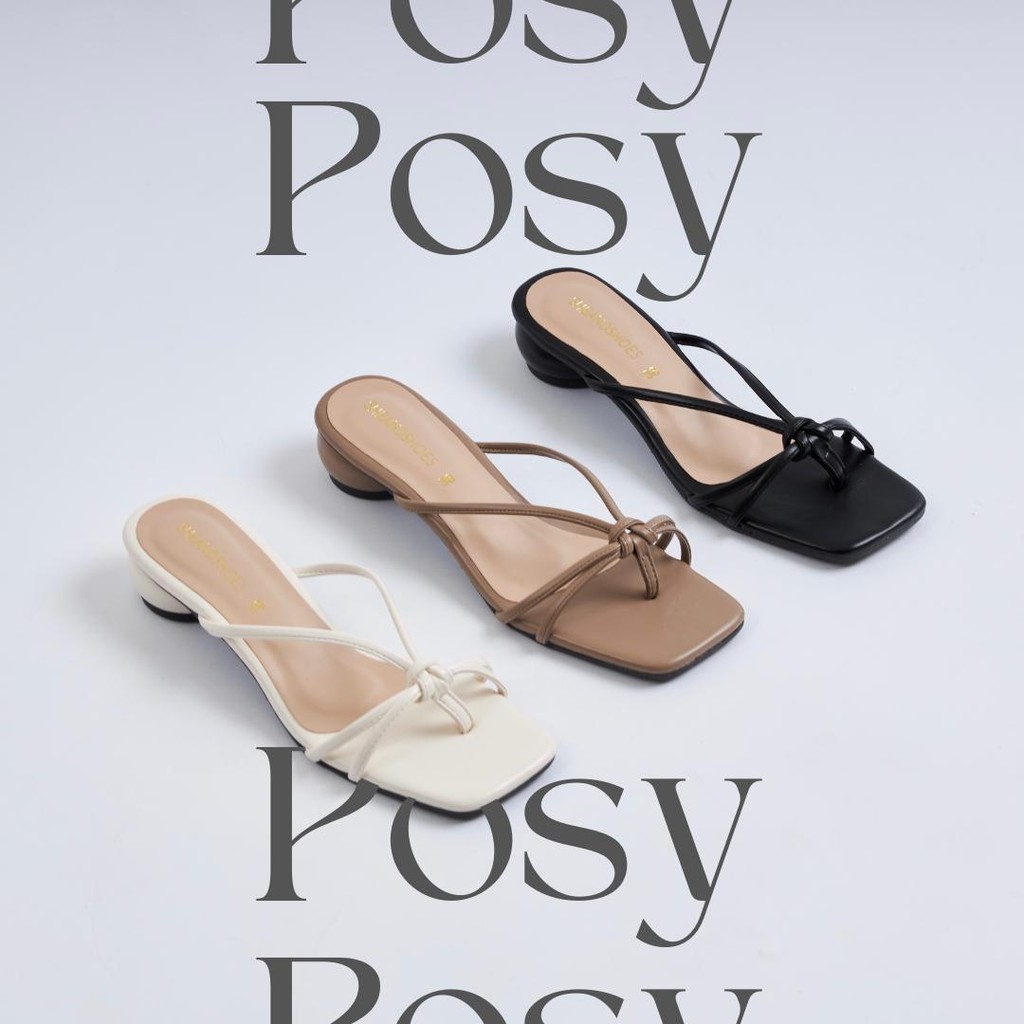 Posy รองเท้าส้นสูง 1 นิ้ว [Sz.36 - 42] ส้น macaron หนังนิ่ม *** แนะนำเพิ่มไซส์ ***