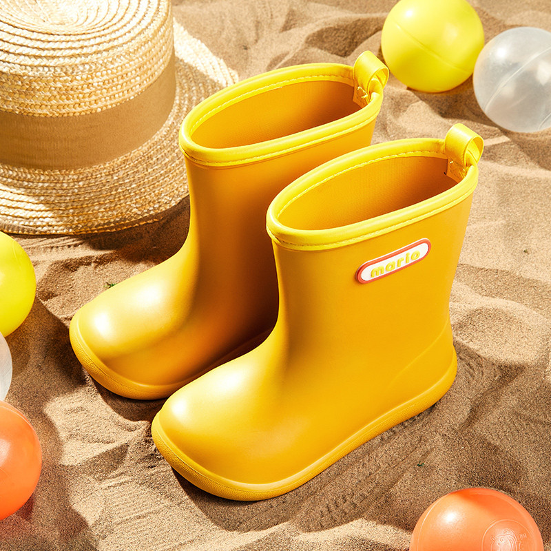 Cheerful Mario รองเท้ากันฝนสําหรับเด็กกันลื่นกันน้ําน้ําหนักเบาเป็นพิเศษ EVA รอง