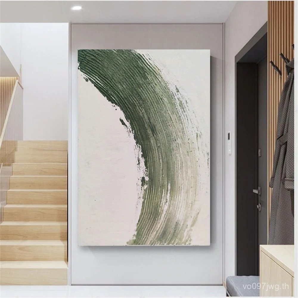 ขายร้อน Wall Art Texture อะคริลิคสีเขียว Hand-Painted โปสเตอร์แขวนผ้าใบบทคัดย่อภาพวาดสีน้ํามันแฟชั่นโมเดิร์นตกแต่งบ้าน NOF2