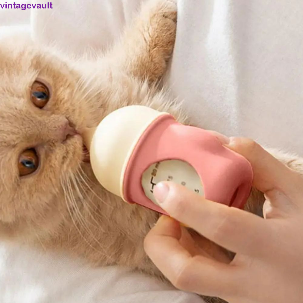 Vintagevault ขวดนมลูกแมว, 20/80ML Bite Resistance Puppy Milk Feeder, Cat Pacifier Feeder พร้อม Scale Anti Choking ซิลิโคนขวดนมลูกแมวสําหรับ Feeding