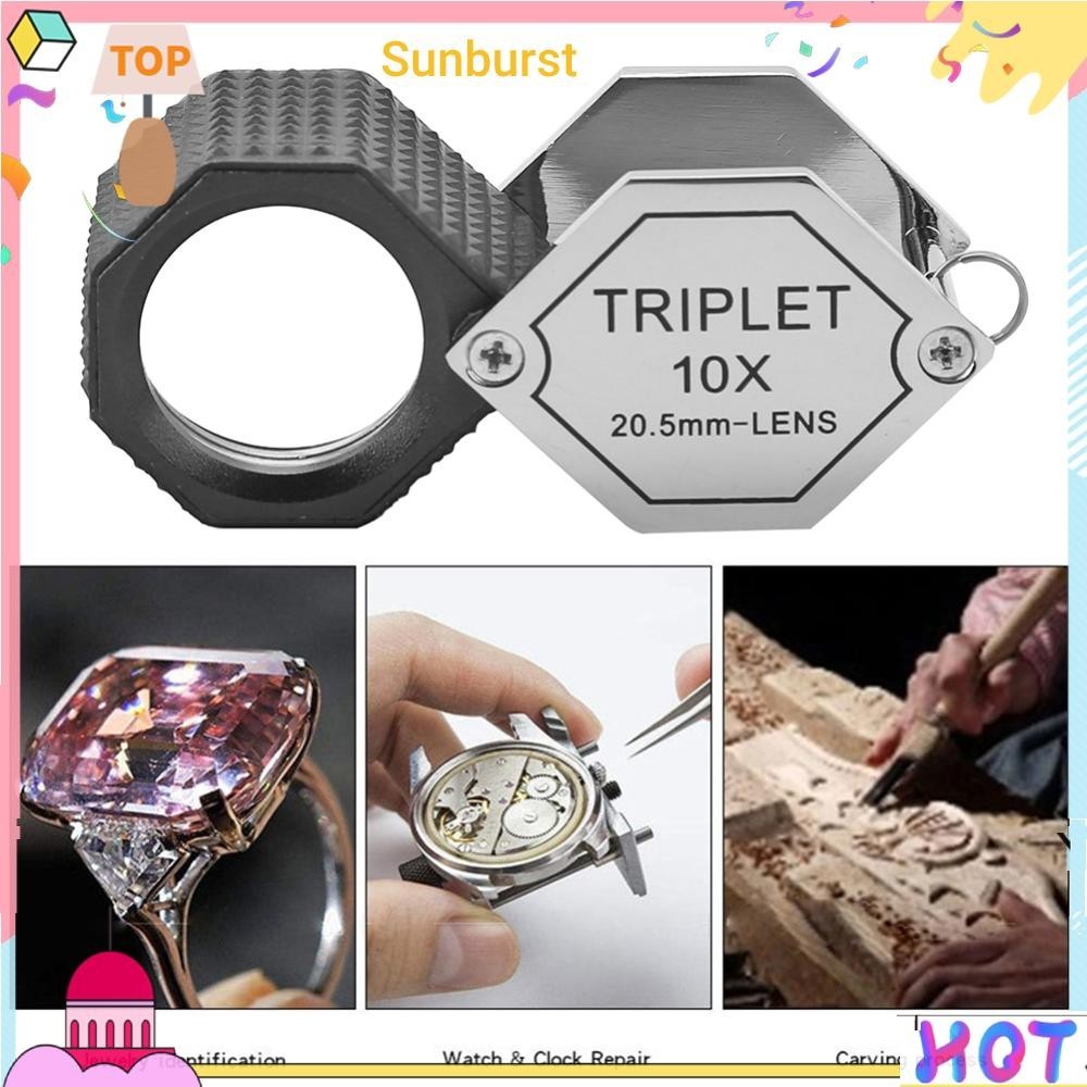 10x Jewellery Loupe หกเหลี่ยมโลหะแว่นขยายขนาดเล็ก 20.5 มม. [Sunburst11.th]