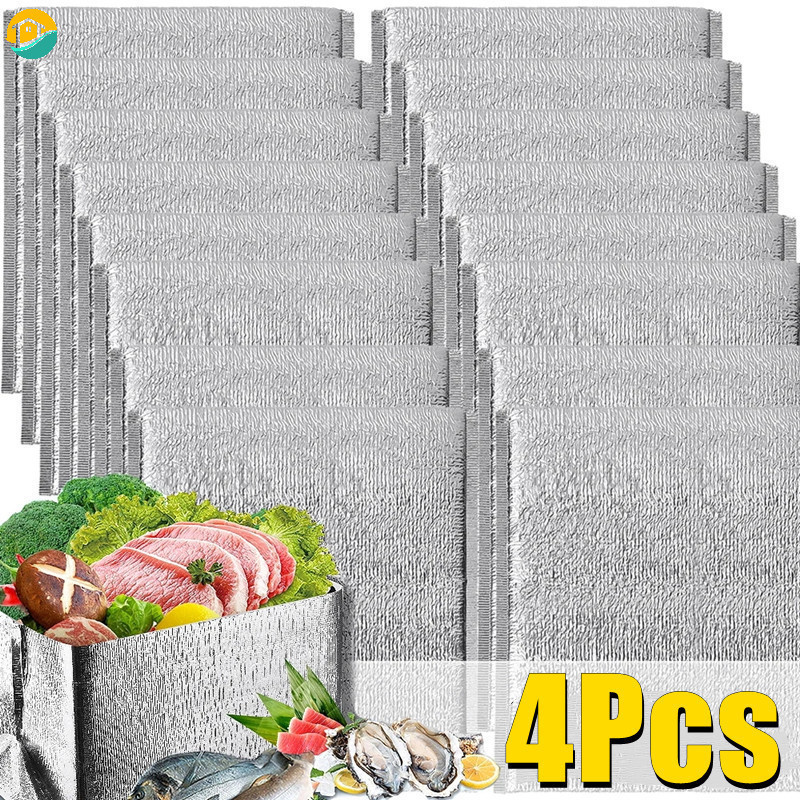 4ชิ้นทิ้งถุงฉนวนกันความร้อนการออกแบบความสะดวกสบายอลูมิเนียมฟอยล์ ซื้อกลับบ้าน กระเป๋าอาหารเครื่องดื่มแช่เย็นแพ็คครัวการจัดเก็บเครื่องมื