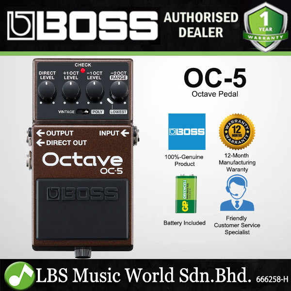 Boss OC-5 Octave Pedal Polyphonic Guitar หรือ Bass Octave Effect Pedal พร้อม Mono หรือ Poly Mode (OC