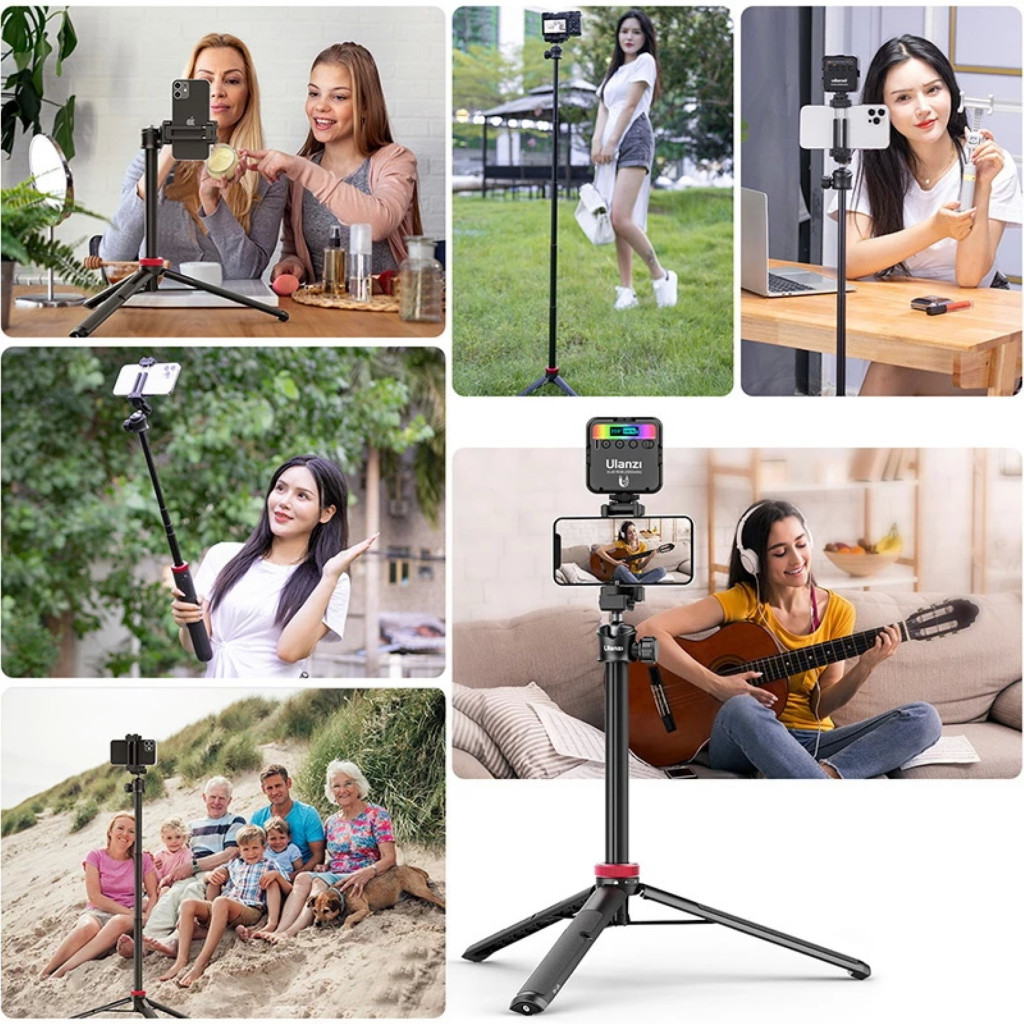 Ulanzi MT44 Extendable Vlog Tripod Monopod ขาตั้งมือถือ ไม้เซลฟี่ มีหัวจับ Cold Shoe ต่อไฟไลฟ์สด