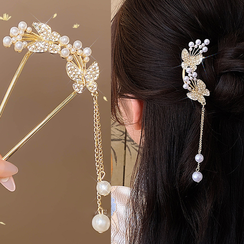 พู่ u-Shaped Hairpin ใหม่สไตล์จีน High-End Headdress