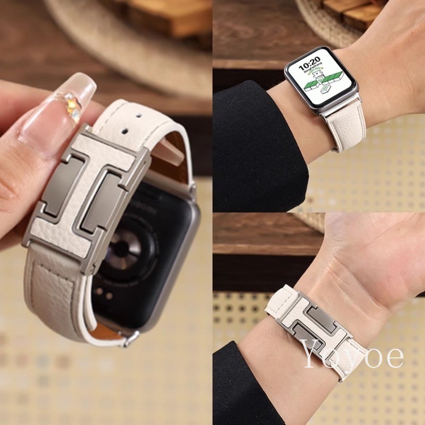 สายนาฬิกาหนังสําหรับ Xiaomi Mi Band 9 Por 8 Pro เปลี่ยนสายรัดข้อมือแม่เหล็กสร้อยข้อมือ Corre Redmi น