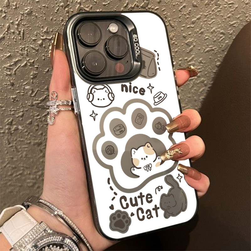 แมวน่ารัก Paw พิมพ์เคสโทรศัพท์สําหรับ Samsung S24 FE S23 S22 S25 Plus Ultra S23 FE เลเซอร์ IMD Hard Cover - รูปที่ 6