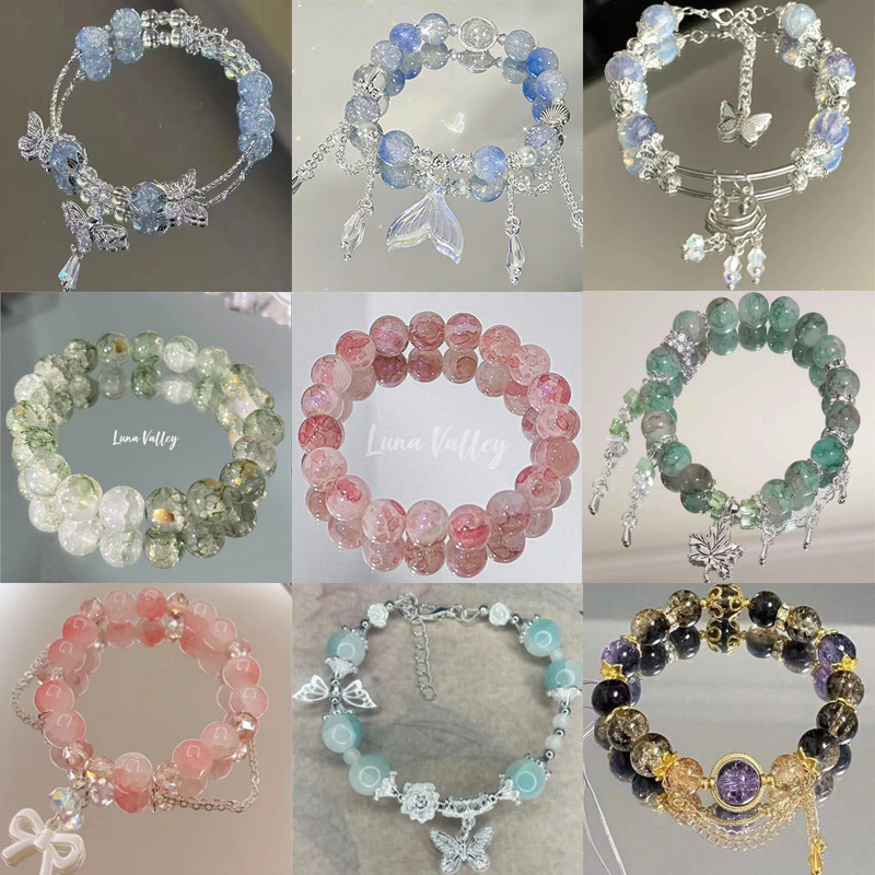 สร้อยข้อมือแก้วผีเสื้อสไตล์โมริอารมณ์แฟชั่นสร้อยข้อมือ