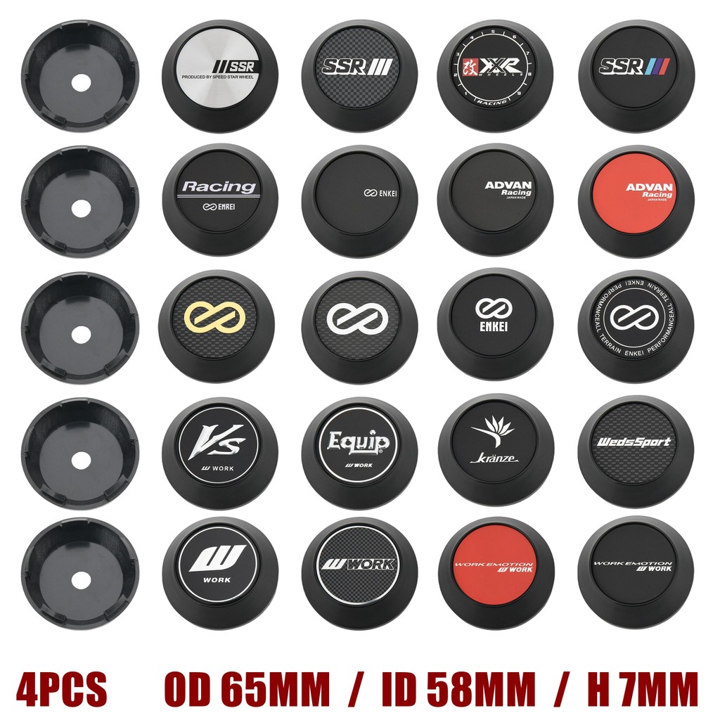 4ตัว ฝาครอบดุมล้อ WORK 65มม ฝาครอบล้อ SSR ขอบ ENKEI โลโก้ ฝาปิดดุมล้อ WEDSSPORT ADVAN XXR KRANZE EQUIP VS MEISTER