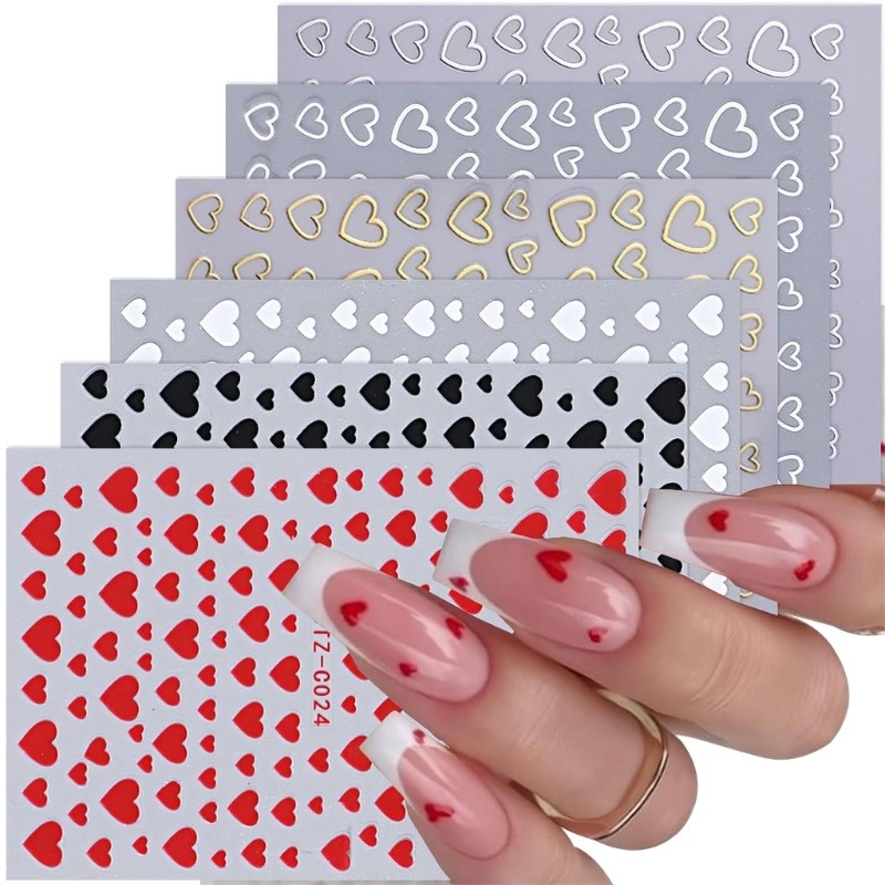 Cozy Valentines Day Nail Sticker Love Heart Nail Decals อุปกรณ์เล็บวันวาเลนไทน์