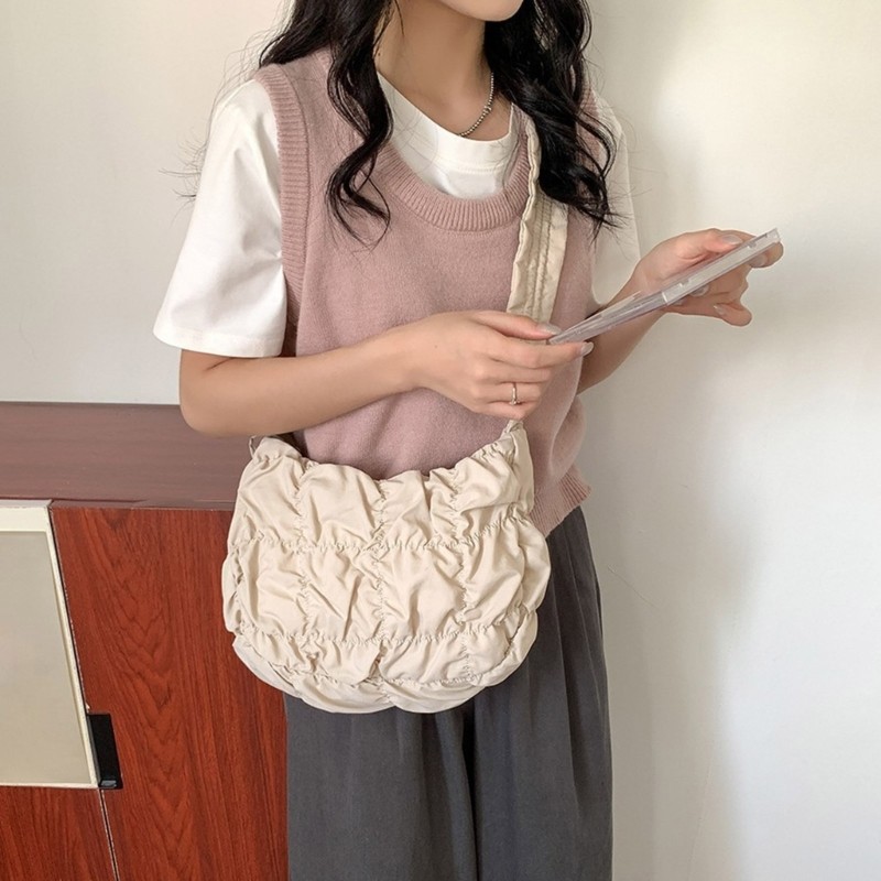 Seng Women Cloud Bag Casual Shoulder Bag Solid Color Crossbody Bag Commuting Bag