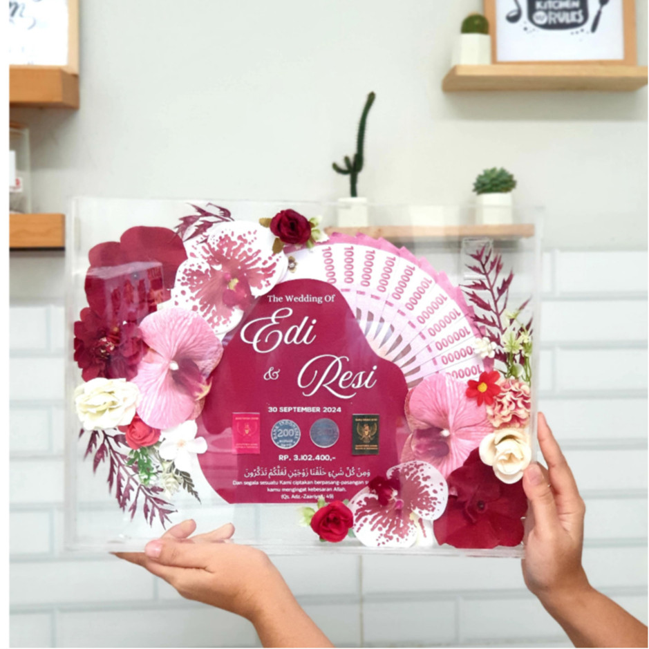 (1-2 วัน) สีน้ําอะคริลิก WEDDING DOWARD/SCRAPBOOK FRAME ขนาด 303.540/3D AESTHETIC DOWARD/FULL ACRYLI