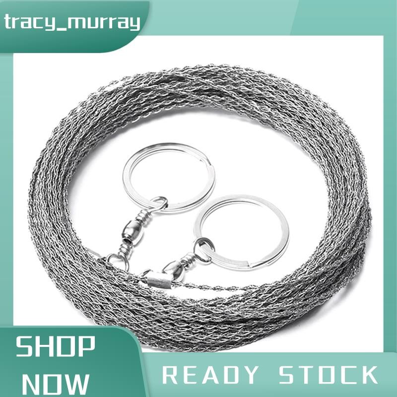 tracy_murray เลื่อยเชือกสแตนเลสแบบพกพาเลื่อยลวดคู่มือตัดโซ่ตั้งแคมป์เดินป่าอยู่รอดเครื่องมืองานไม้(9.8ฟุต)ใช้งานง่าย