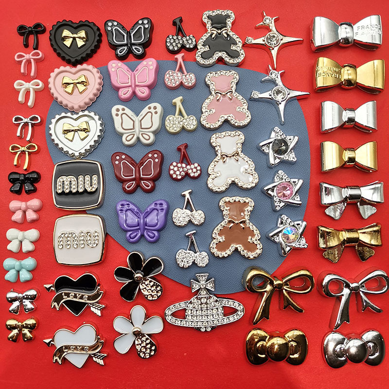10 ชิ้น สไตล์ใหม่ น้ำหอมขนาดเล็ก โบว์ติดตัวอักษร หมี เชอร์รี่ ดาว อุปกรณ์พลาสติก DIY ตกแต่งเคสโทรศัพท์ สติ๊กเกอร์แบน