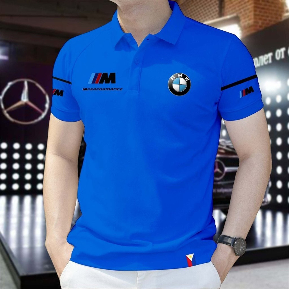 เสื้อโปโลโลโก้ BMW เสื้อโปโลพิมพ์ลาย เสื้อโปโลธรรมดา