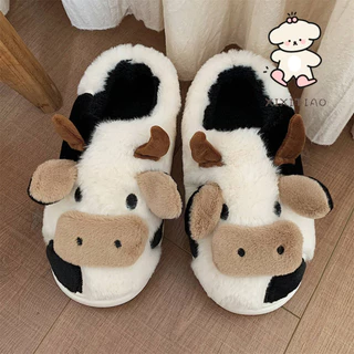 ฉี่เตียว น่ารักสาวหัวใจรวมทุกอย่างส้นรองเท้าแตะผ้าฝ้ายวัวหอพักนักเรียนหญิงรองเท้าบ้านที่อบอุ่น