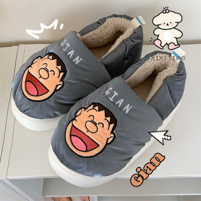 [XIXITIAO] รองเท้าแตะผ้าฝ้ายแบรนด์ร่วมโดราเอมอนของห้องนอนรองเท้าพื้นนุ่มอบอุ่น