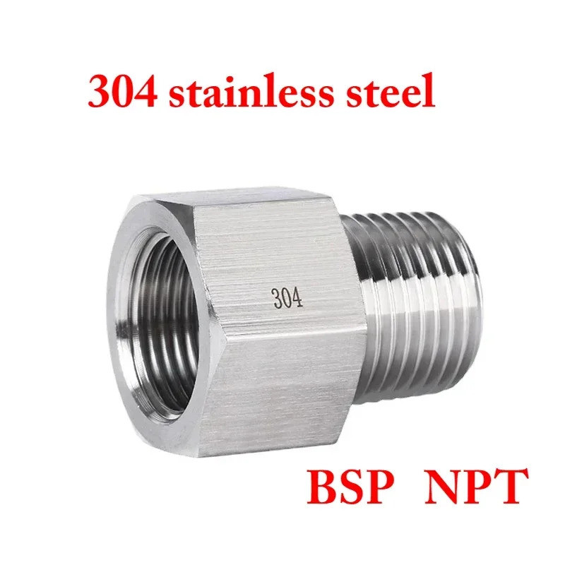 NPT BSP 304สแตนเลส HEX ลดอะแดปเตอร์บูช, หญิงชาย, 1/8 "1/4" 3/8 "1/2", ความดันสูงที่เหมาะสมสำหรับวัด