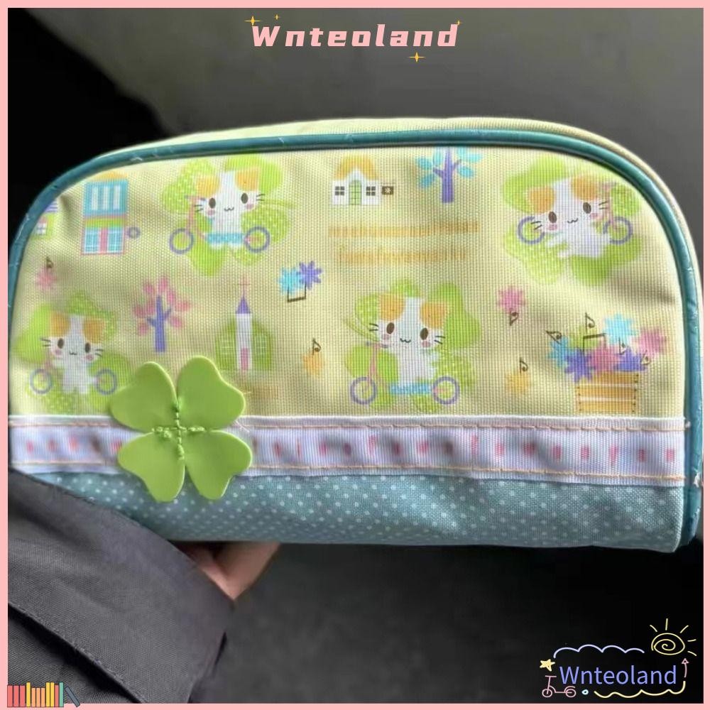 Wnteoland กระเป๋าปากกา, กระเป๋าเครื่องเขียนมัลติฟังก์ชั่นพิมพ์ลายการ์ตูนแมว, INS สํานักงานโรงเรียนดินสอความจุขนาดใหญ่