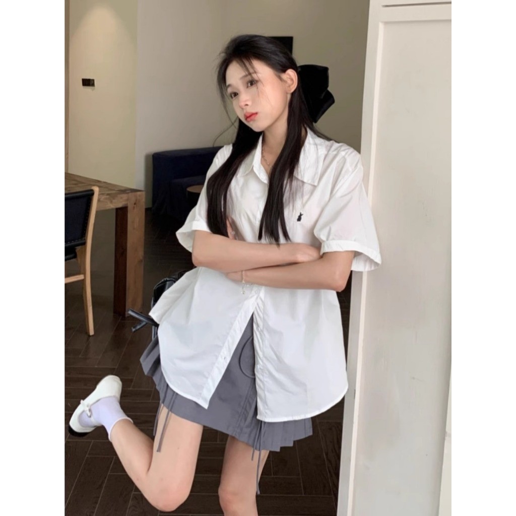 🌻HHB141🌻 เสื้อเชิ้ตแขนสั้นคอปก แต่งกระดุมหน้า ดีไซน์คลาสสิค ผ้าอย่างดี ไม่หนามาก ใส่สบาย ไม่ร้อน ❤️พ