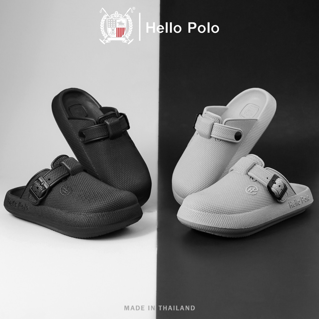 Hello Polo รองเท้าเปิดปลายเท้า HP8047 รองเท้าแตะ แฟชั่นแบบสวม ผู้หญิงและผู้ชาย EVA กันน้ำ กันลื่น ส้นแบน