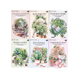 Journamm 30pcs PET พืชสีเขียวสติกเกอร์บัญชีมือ DIY Scrapbooking Collage ไดอารี่ Junk Journal สติกเกอร์ตกแต่ง