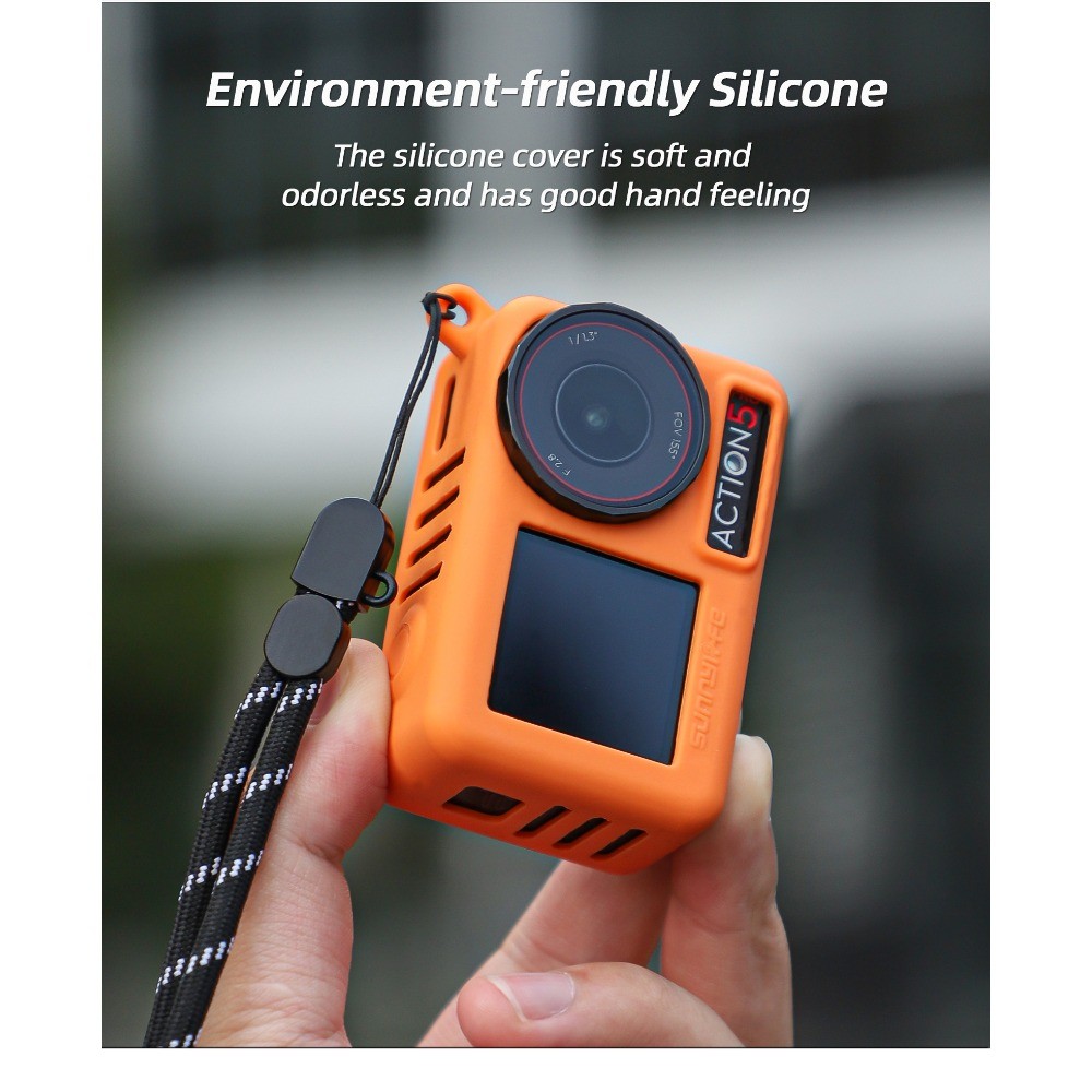 กล้องกีฬาซิลิโคนสําหรับ DJI OSMO ACTION 5 Pro เคสป้องกัน ACTION 5 Pro ฝาครอบเลนส์กล้อง Lanyard ACTION 5 Pro อุปกรณ์เสริมสําหรับกล้อง