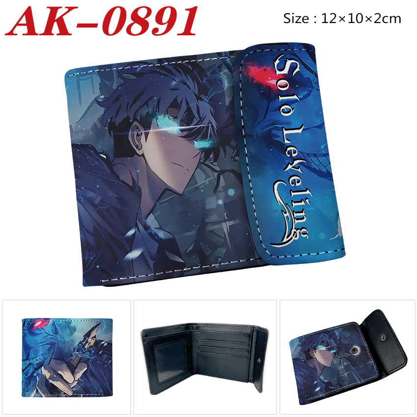 Solo Leveling Team Color Hidden Buckle PU Leather Short Wallet Student Cartoon Card Purse