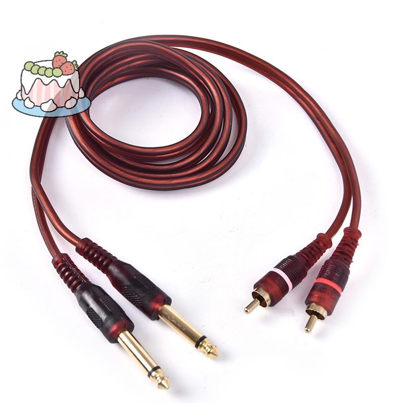 [Sep] สายเคเบิล 1.5 ม. สายสัญญาณเสียงผสมตัวผู้ RCA ตัวผู้เป็นคู่ 6.35 มม. 1/4 นิ้ว