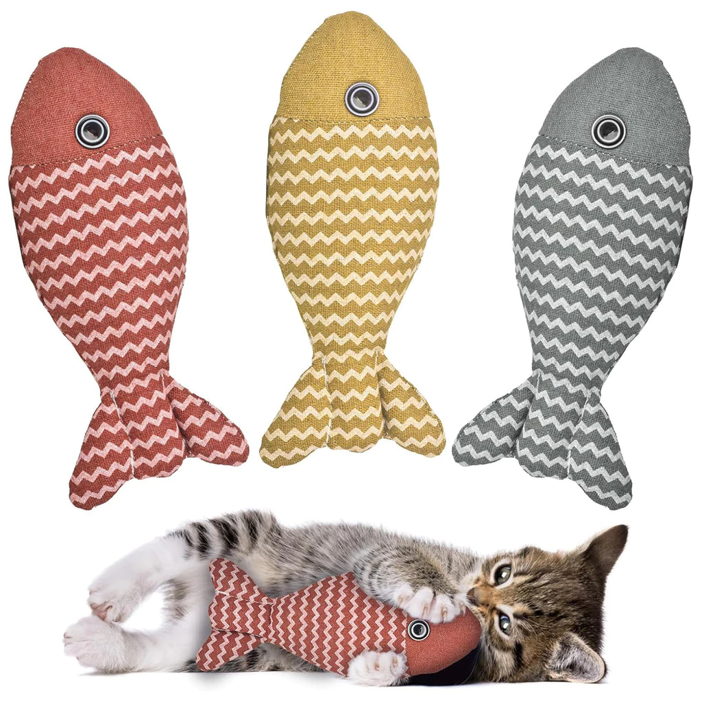 ของเล่นแมวปลา Catnip ของเล่น Interactive ของเล่นแมวแมวเคี้ยวแมวหมอนลูกแมวออกกําลังกาย Kicker สําหรับในร่ม Kitty Kit