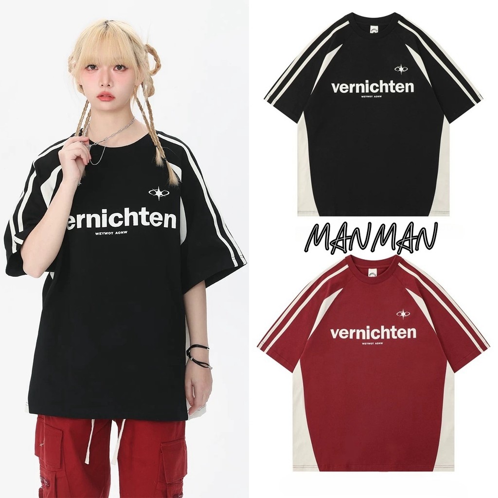 M&M เสื้อยืดชาย ผ้าฝ้าย ทรงหลวม แฟชั่นฤดูร้อน เสื้อยืดผู้ชาย สไตล์สปอร์ต สําหรับผู้ชาย High Street