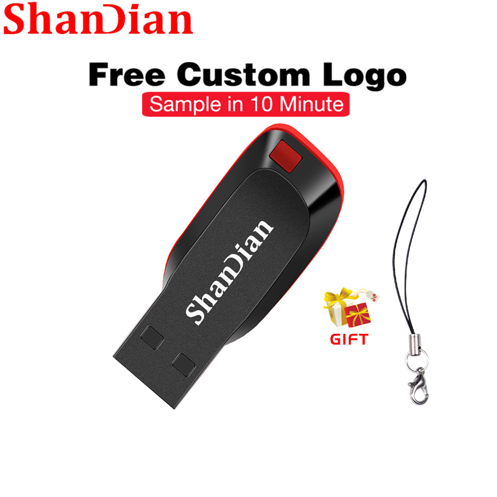 Shandian แบบพกพา USB 2.0 แกะสลักฟรีส่วนบุคคลโลโก้แฟลชไดรฟ์ Mini ไดรฟ์ปากกา 32GB 64GB ความจุจริงไดรฟ์ปากกา 128GB สําหรับรถเพลง Fat32 16GB 8GB 4GB