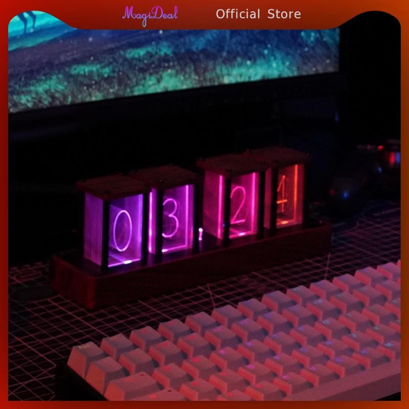 Magideal ชุดนาฬิกา Nixie Tube นาฬิกามัลติฟังก์ชั่น จําลอง Glow Tube Clock Digital