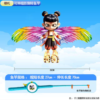 เบ็ดตกปลา Dynamic Kite การ์ตูน Nezha Kite เด็กมือถือกลางแจ้ง Mini Easy Fly Kite ของเล่นกลางแจ้ง