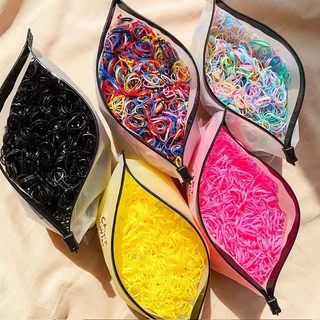 1000 ชิ้น ยางรัดผมสีสันสดใสสำหรับเด็กผู้หญิง / ยางรัดผมแบบใช้แล้วทิ้งขนาดเล็ก / ที่รัดผมหางม้าแบบยางยืดสำหรับเด็ก
